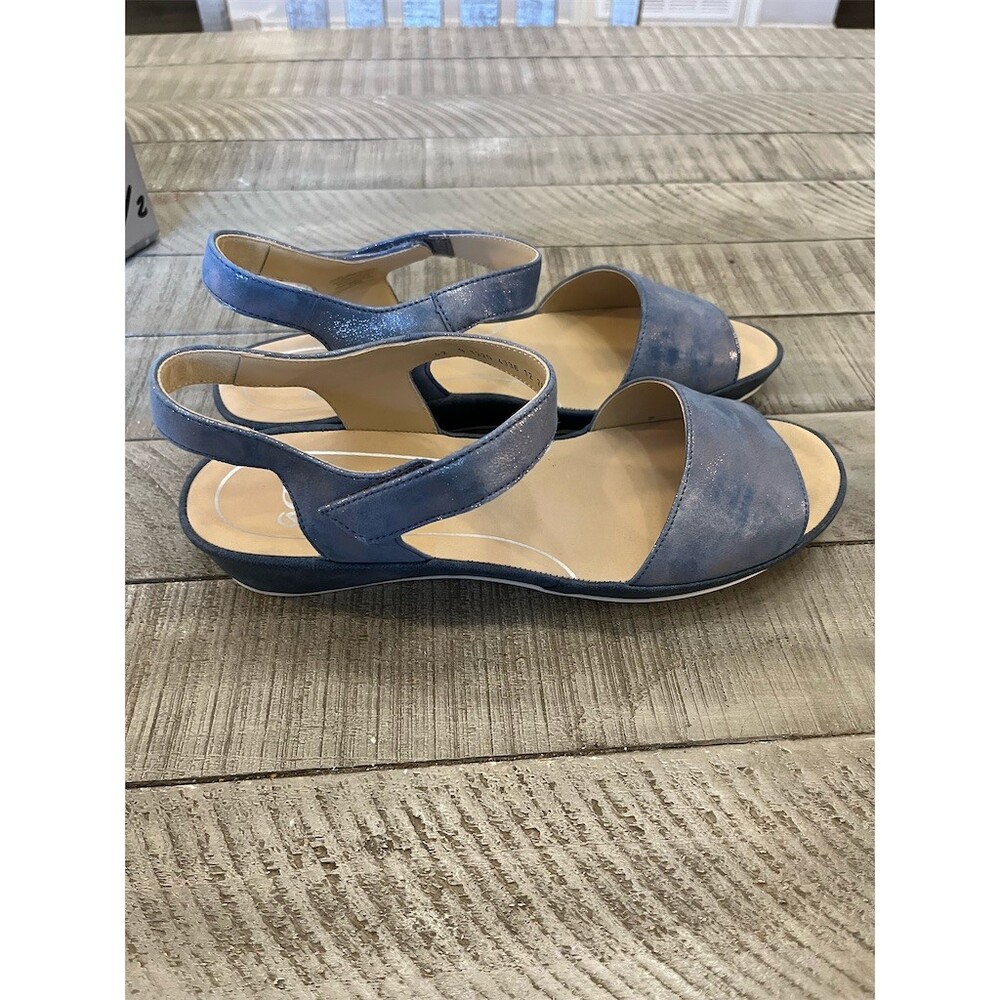 HighSoft Women's Slingback Comfort Sandals Blue Metallic Open Toe Size 9& 9.5 - Picture 4 of 6